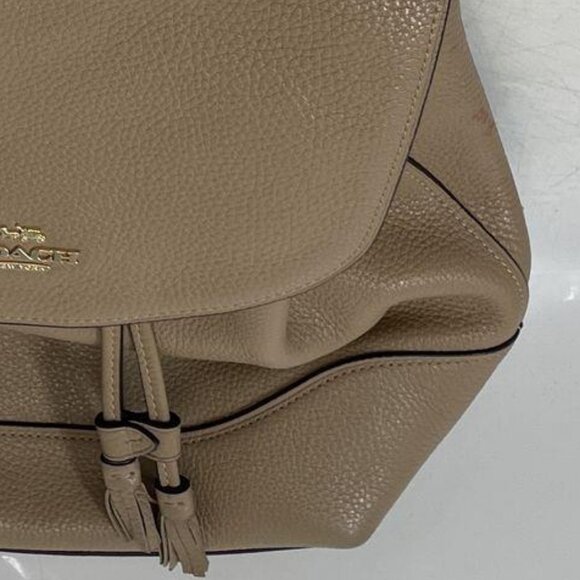 Coach Pebbled Leather Drawstring Backpack Taupe Beige - Picture 4 of 16